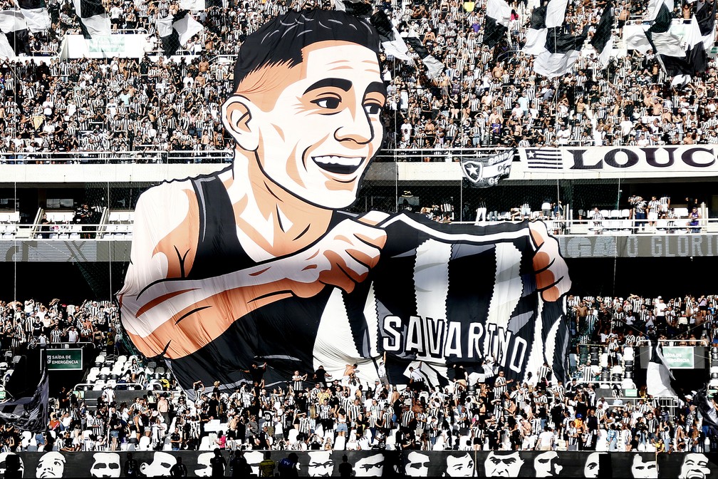 Homenagem da torcida do Botafogo ao Savarino — Foto: Vítor Silva/Botafogo