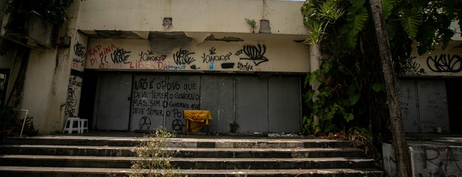 O Canecão fechado há mais de 10 anos. O lugar era uma tradicional casa de espetáculos de Botafogo — Foto: Brenno Carvalho (10/02/2021)