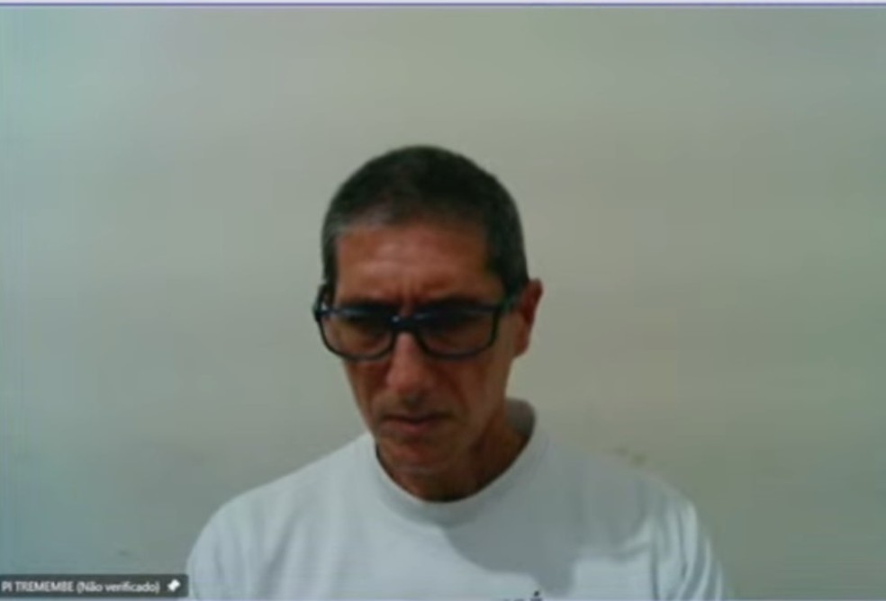 Ronnie Lessa durante o depoimento no Tribunal do Juri — Foto: Reprodução