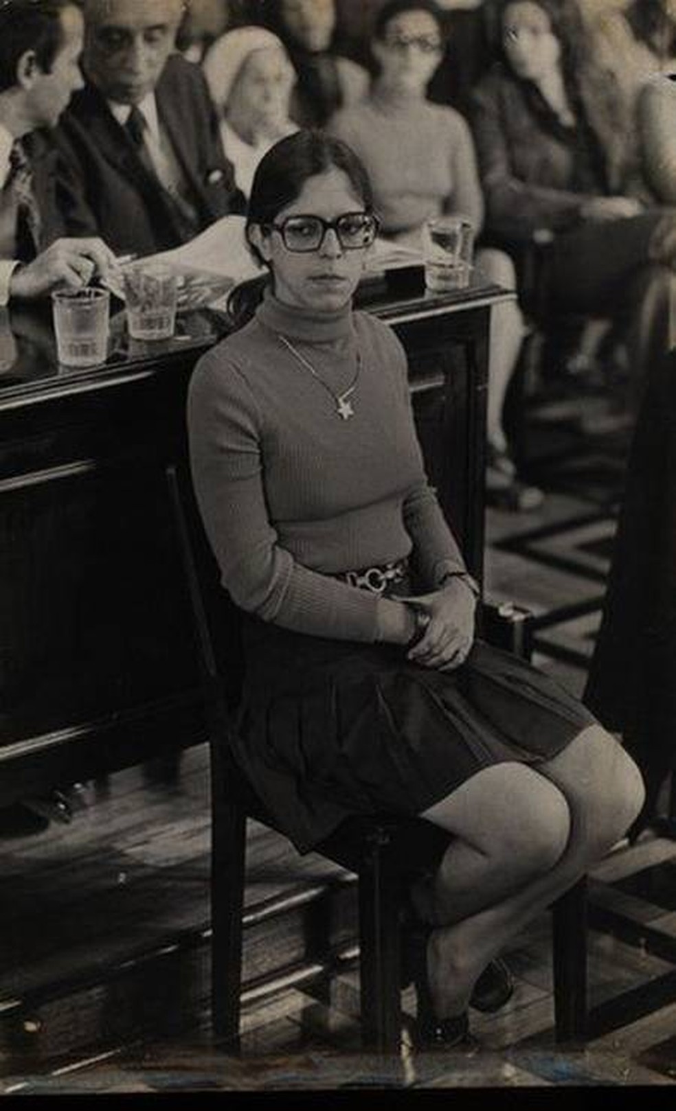 Inês Etienne Romeu na terceira auditoria do Exercito, no dia 24/08/1972 — Foto: Arquivo do Estado de São Paulo