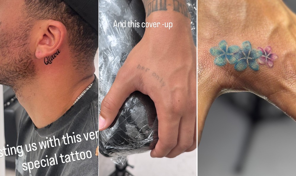 Novas tatuagens de Jadon Sancho — Foto: Reprodução/Redes sociais