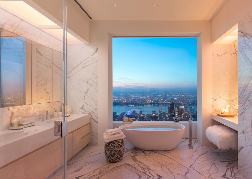 Ambiente do arranha-céu de luxo em Nova York, 432 Park — Foto: Reprodução / 432 Park Avenue