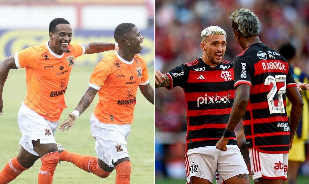 Nova Iguaçu e Flamengo fazem a final o Campeonato Carioca de 2024 — Foto: Montagem com fotos de Ursula Nery/Ferj e Marcelo Cortes/Flamengo