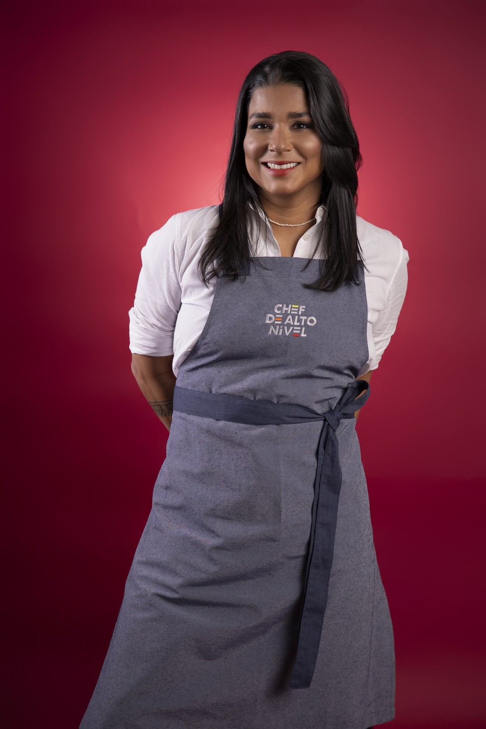 Marina Cabral, participante do reality show 'Chef de alto nível', no grupo 'cozinheiros amadores' — Foto: Divulgação/TV Globo/Beto Roma