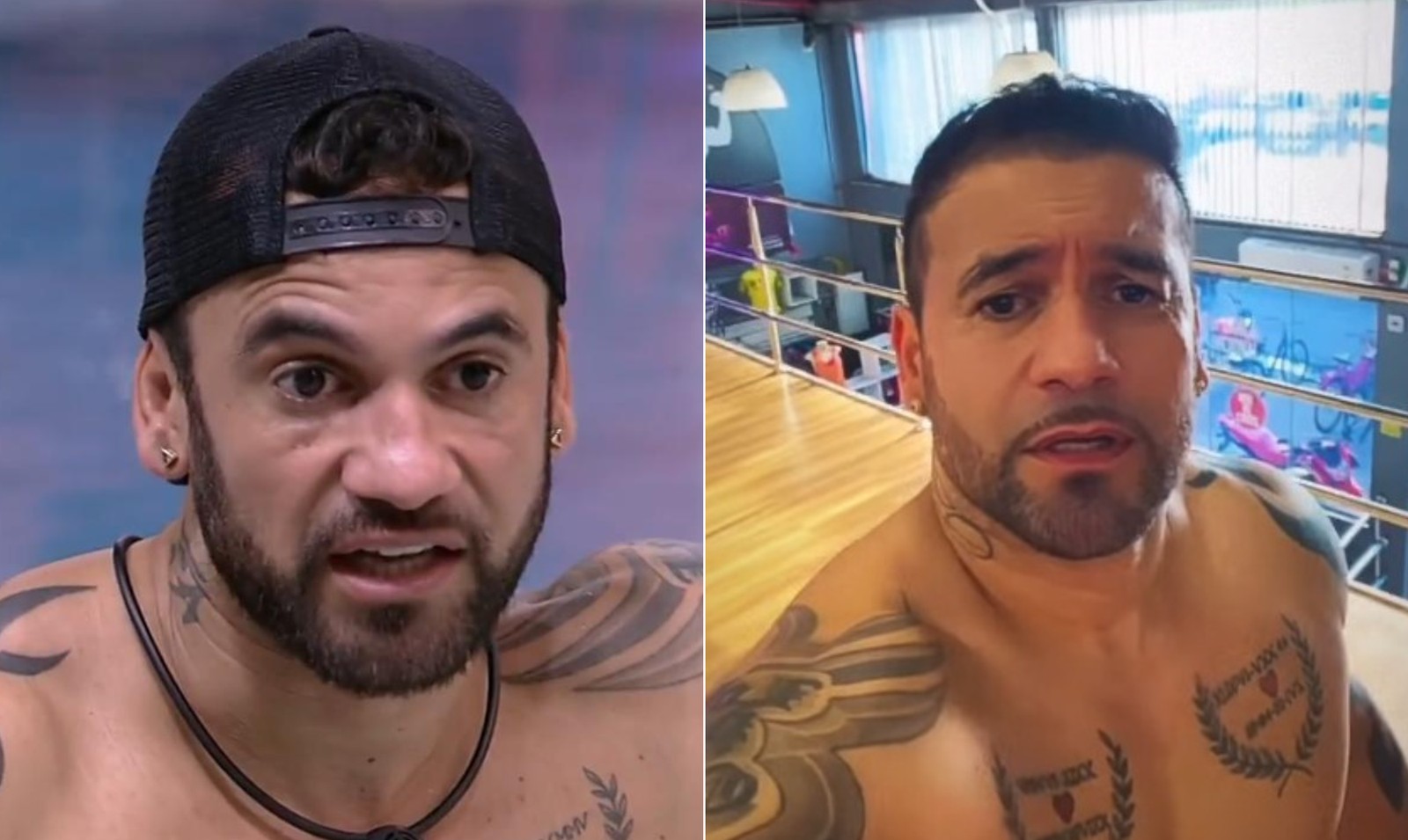 Hadson Nery, Hadballa, from “BBB 20,” underwent facial toning, contact lenses in his teeth, alectomy (nose plastic surgery) and hair transplant — Photo: Reproduction/TV Globo and Reproduction/Instagram