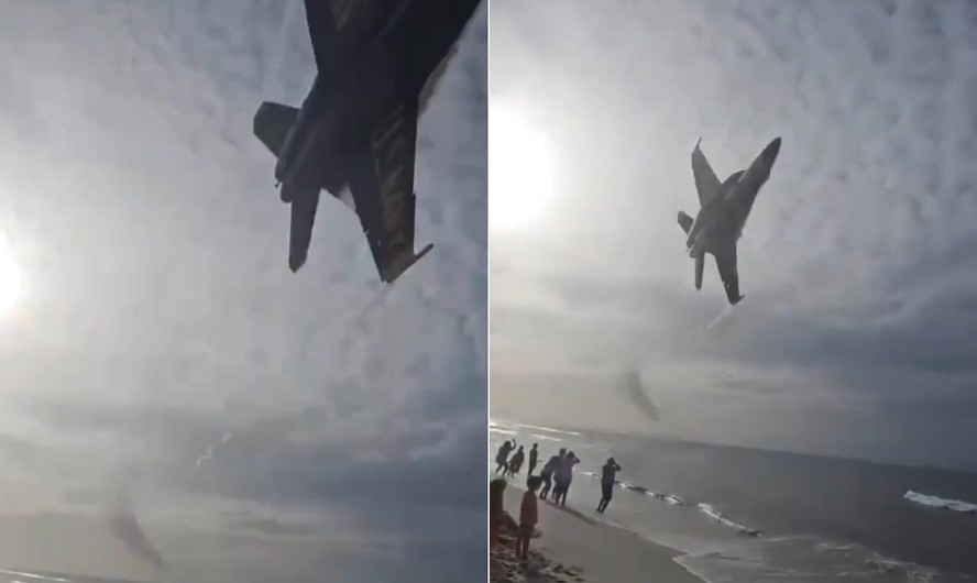 Caça da Marinha dos EUA faz voo rasante sobre praia lotada na Flórida e ...