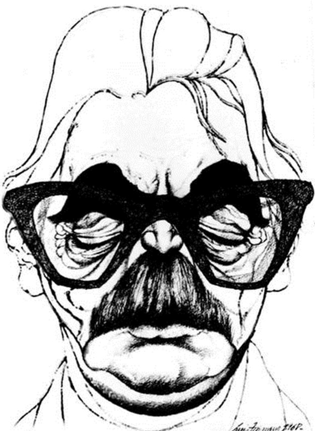 Caricatura de de Jânio Quadros de autoria de Luis Tromano publicada na Revista Veja, em 1968 — Foto: Reprodução