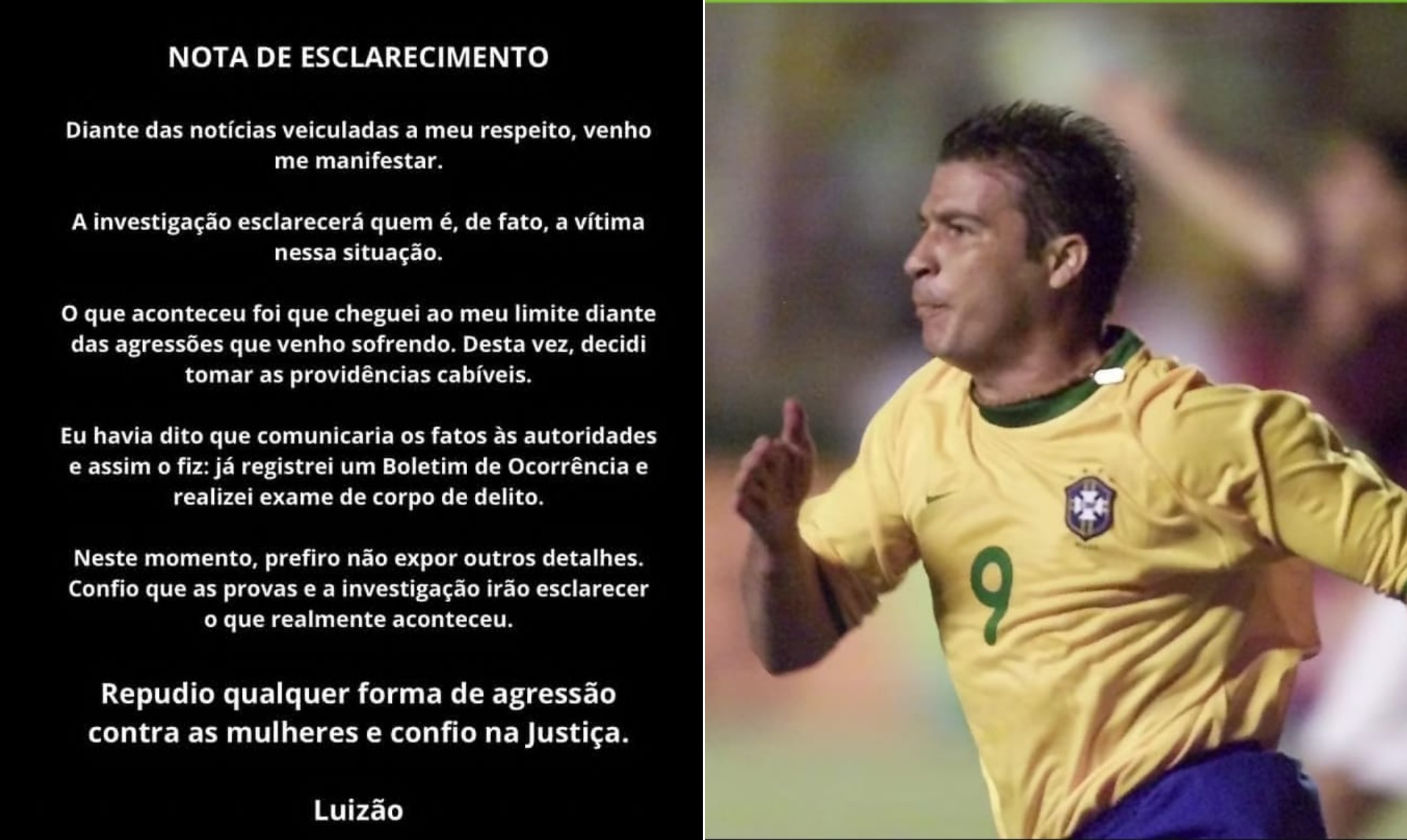 Luizão, ex-jogador do Brasil, é acusado de agressão à namorada