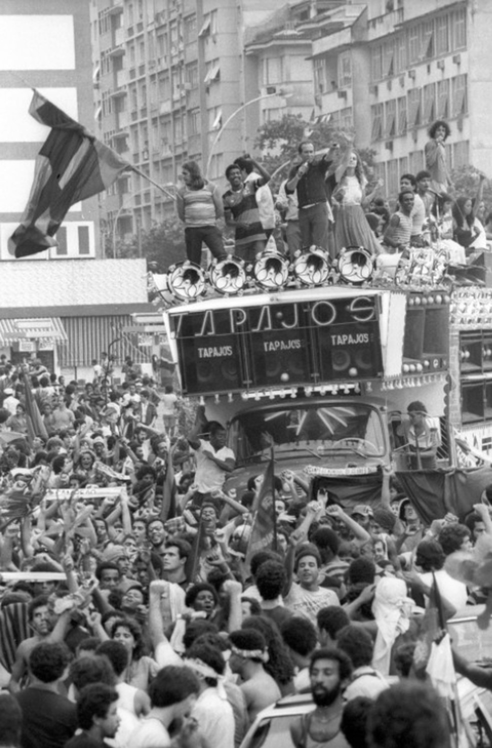 Trio Elétrico during the celebration of Flamengo's world title in 1981 — Photo: João Roberto Ripper/Agência O GLOBO