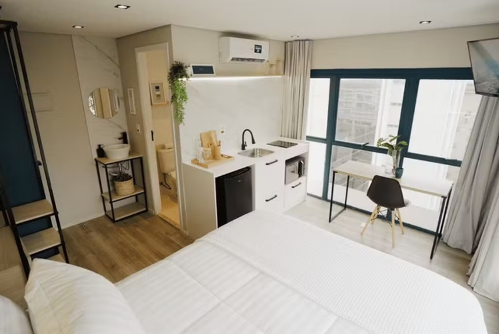 Studio de 18m² onde Gracyanne Barbosa vai morar em São Paulo — Foto: Reprodução
