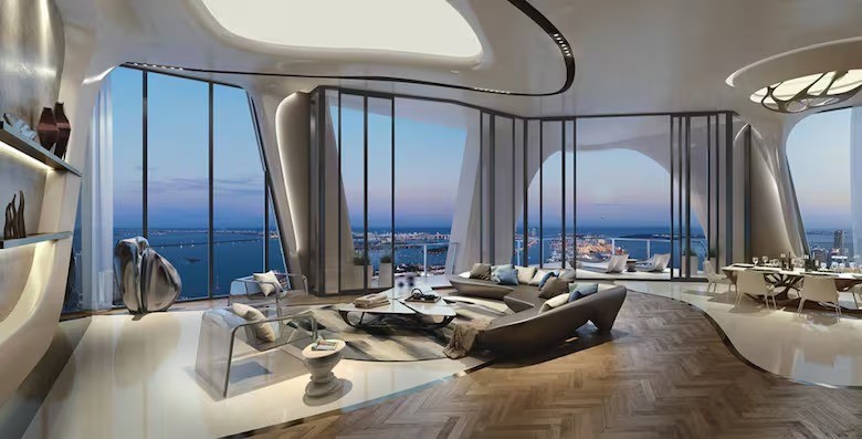 A cobertura do One Thousand Museum, no centro de Miami, era uma das duas propriedades do casal Beckham em Miami — Foto: Reprodução/@uniquehomeslux