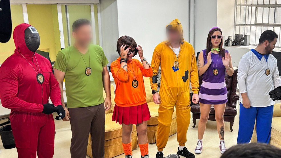 Policiais fantasiados de Scooby-Doo prendem trio por furto de celulares no Carnaval de SP — Foto: Divulgação/SSP