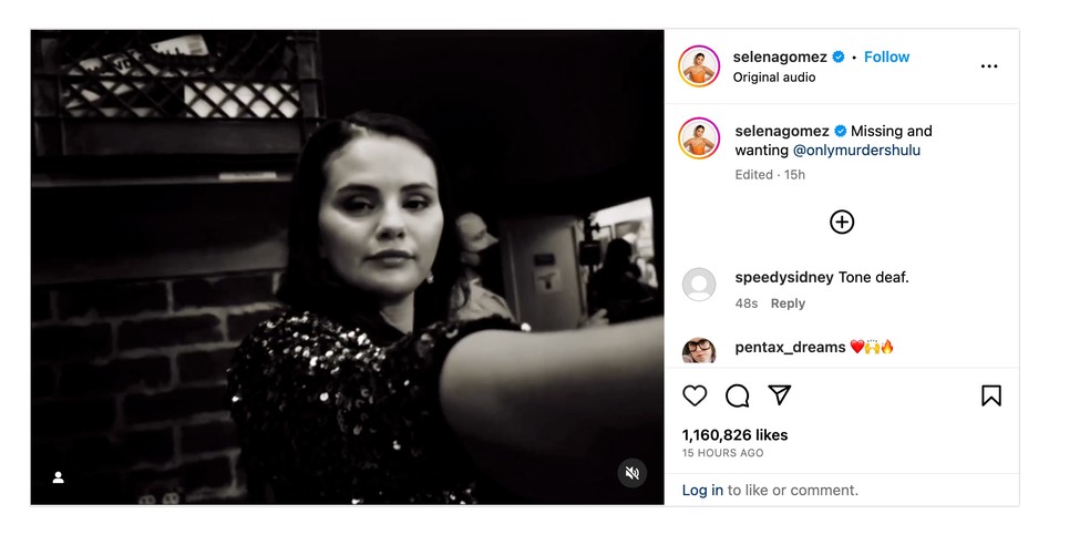 Post deletado por Selena Gomez após ser acusada de furar a greve dos atores — Foto: Reprodução