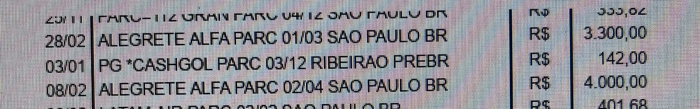 Cartão de crédito de André Mendonça: fatura de abril — Foto: Reprodução