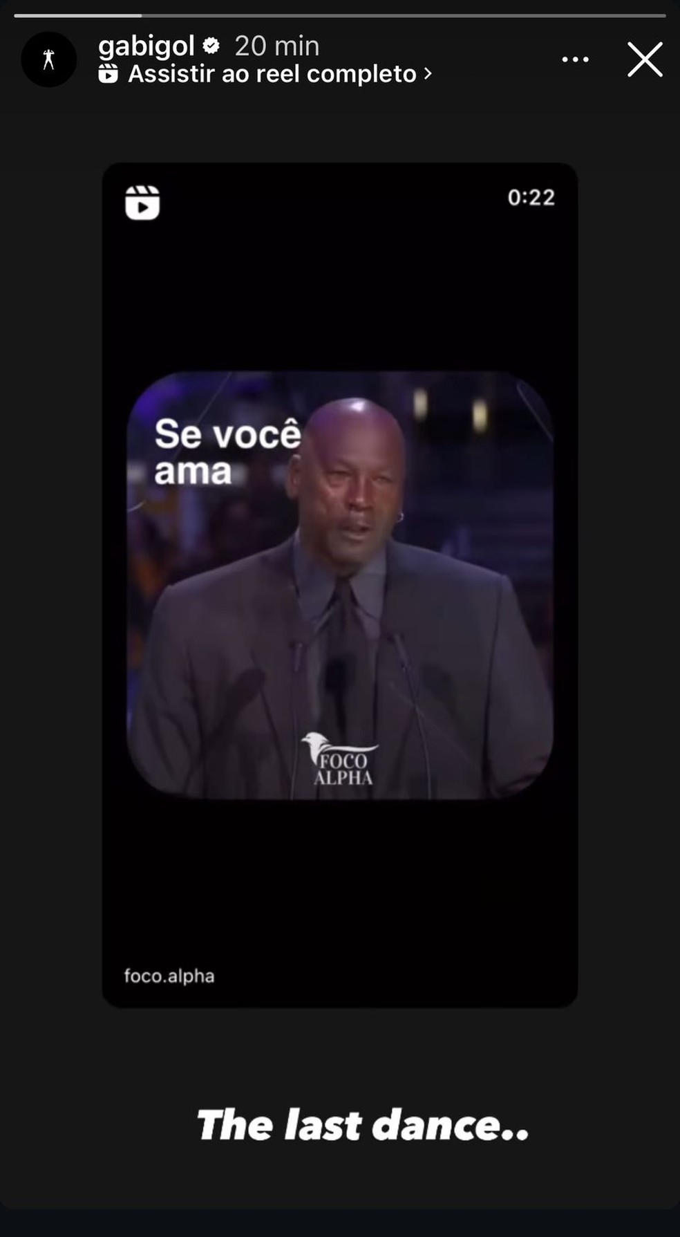 Gabigol, atacante do Flamengo, postou vídeo do lendário jogador de basquete Michael Jordan: "The Last Dance" (O Último Ato) — Foto: Reprodução/Redes sociais