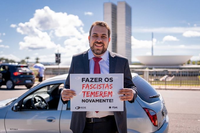 Guilherme Boulos chega à posse — Foto: Reprodução