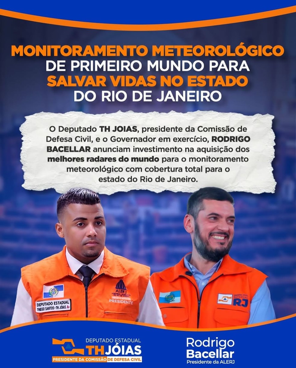 A dupla TH Jóias e Bacellar, quando assumiu o governo do Rio interinamente — Foto: Rede social de TH de Jóias