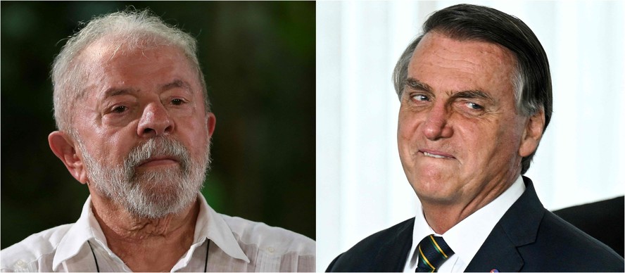 O ex-presidente Luiz Inácio Lula da Silva (esq.) e o candidato à reeleição, Jair Bolsonaro