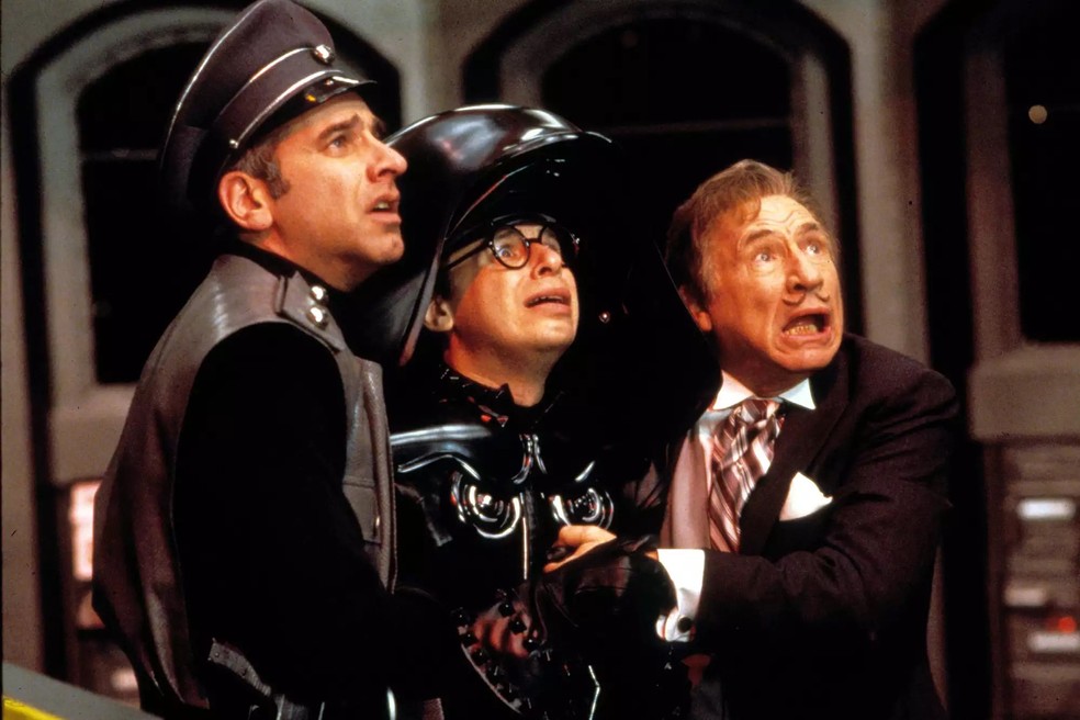 George Wyner, Rick Moranis e Mel Brooks em "S.O.S. — Tem um louco solto no espaço" — Foto: Reprodução