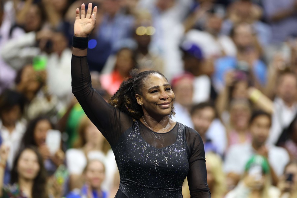 Serena Williams se despede do público no US Open — Foto: Al Bello/AFP
