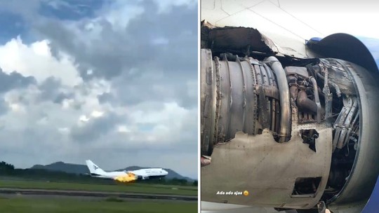 Boeing 747 tem fogo no motor durante a decolagem e faz pouso de emergência; vídeo