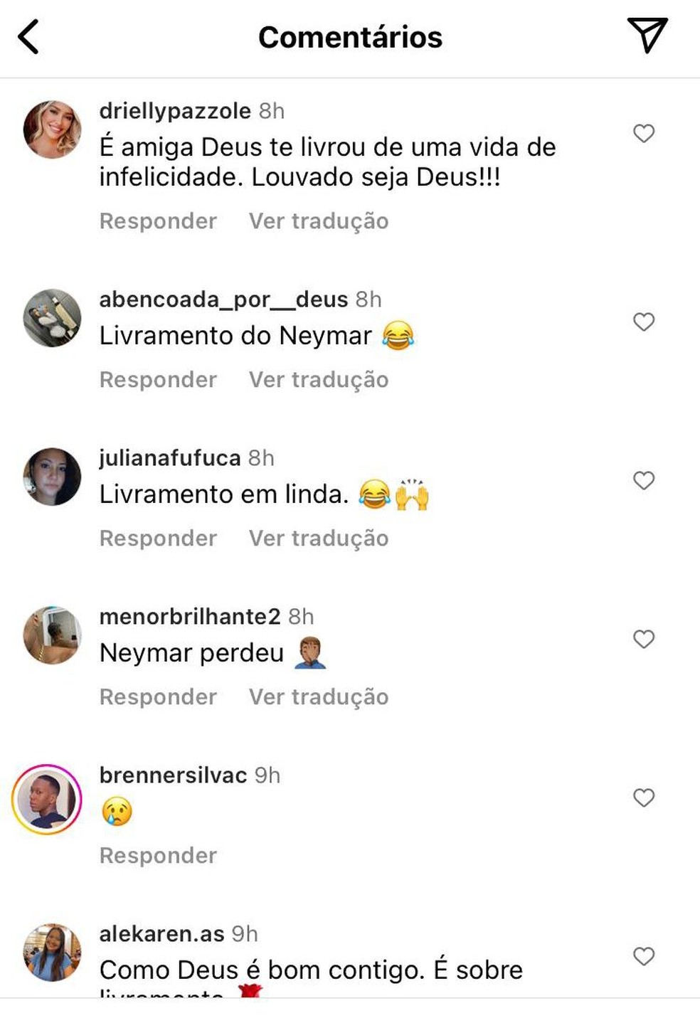 Comentários no post de Bruna Marquezine — Foto: Reprodução/Instagram