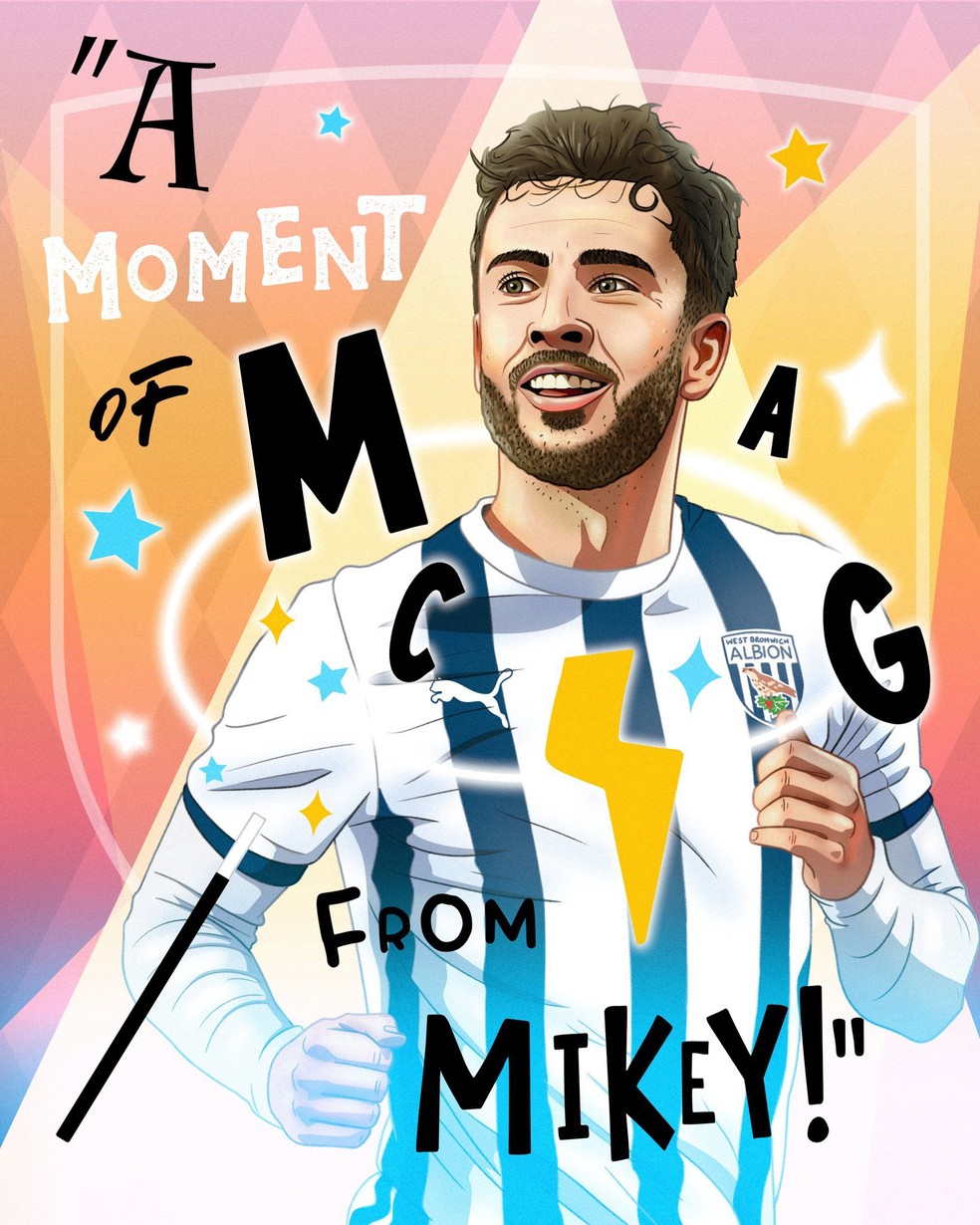 No West Bromwich, Johnston era chamado de "Magic Mikey" — Foto: Repordução/X/West Bromwich