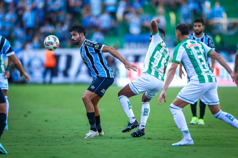 Diego Costa no jogo de ida da final do Gaúchão entre Juventude e Grêmio — Foto: FOTO: LUCAS UEBEL/GREMIO FBPA