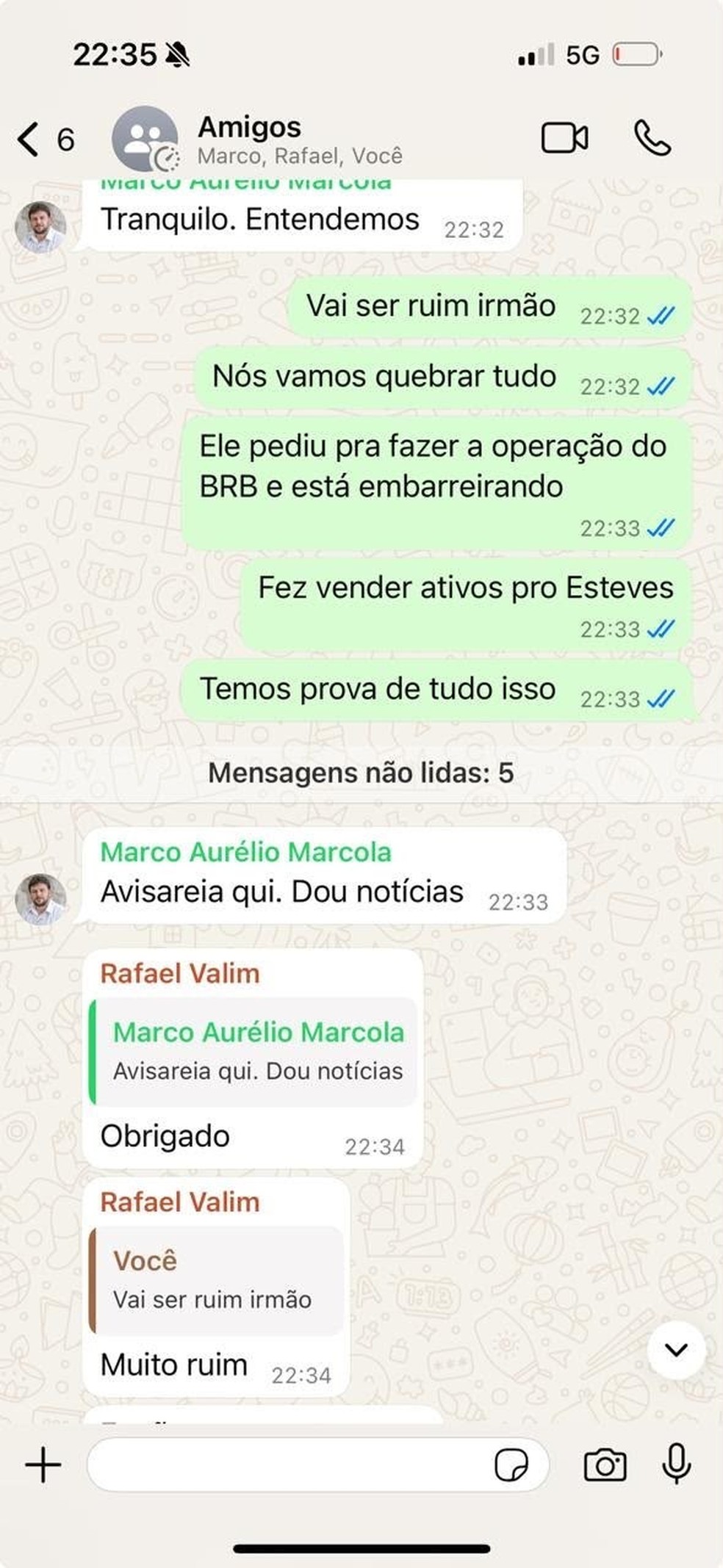 Print de conversa no grupo "Amigos" — Foto: Reprodução