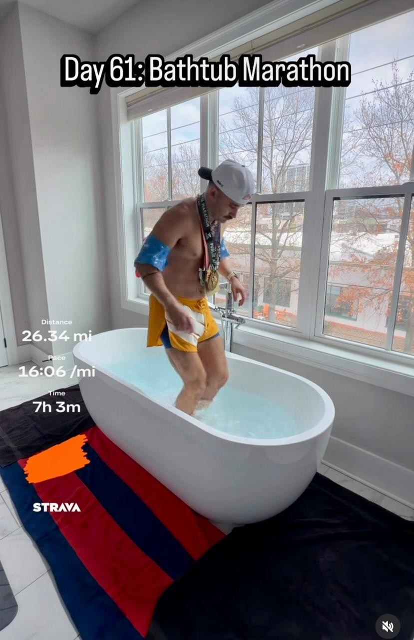 Você correria 5 km dentro de uma van, de um avião ou até na banheira? Nova moda é postar corridas em locais inusitados