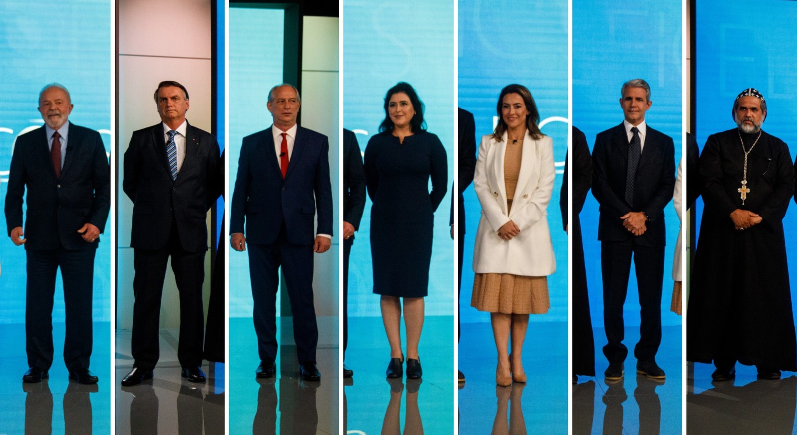 Mosaico com os candidatos à Presidência da República antes do debate na TV Globo — Foto: Brenno Carvalho