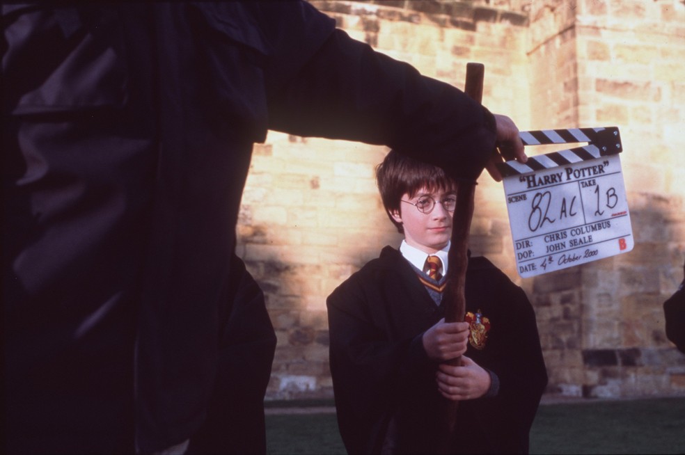 Foto das filmagens de 'Harry Potter e a Pedra Filosofal' — Foto: Divulgação