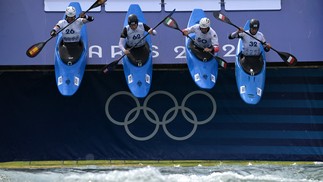 Reconhecimento dos atletasm da canoagem no Estádio Náutico Vaires-sur-Marne, em Vaires-sur-Marne — Foto: Bertrand GUAY/AFP