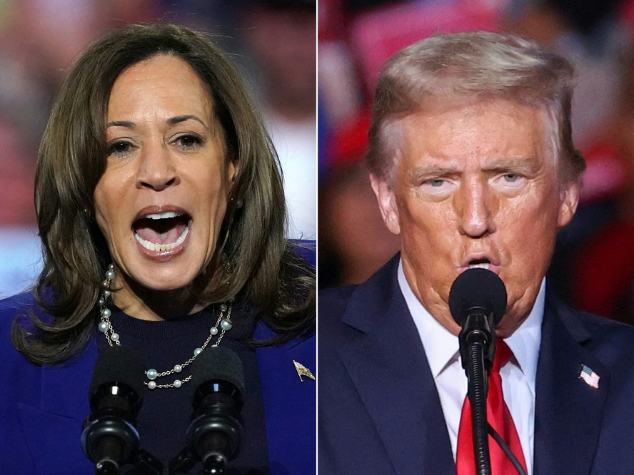 Candidata democrata à Presidência dos EUA, Kamala Harris, e candidato republicano à Presidência, Donald Trump, em comícios no estado de Nevada