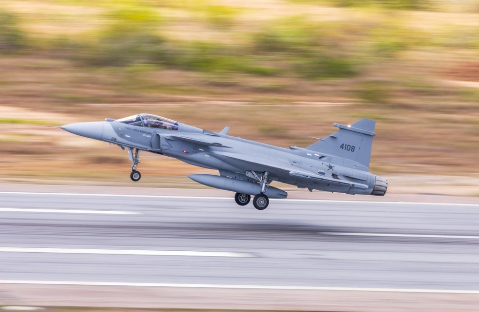 Força Aérea Brasileira estreia modelo F-39 Gripen em missões de defesa em Brasília — Foto: Sargento Müller Marin / Força Aérea Brasileira