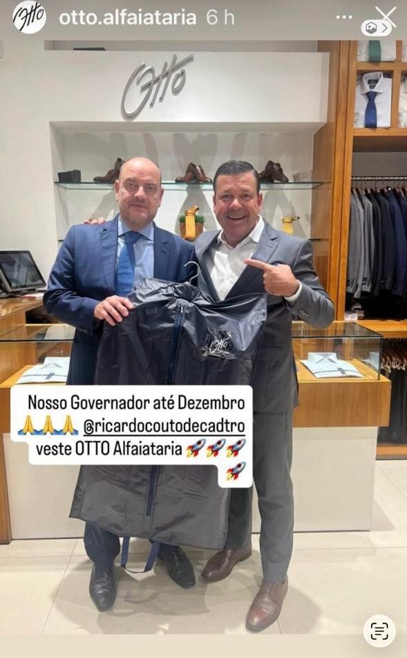 'Nosso governador até dezembro', diz alfaiate de Ricardo Couto ao posar com o titular interino do Palácio Guanabara