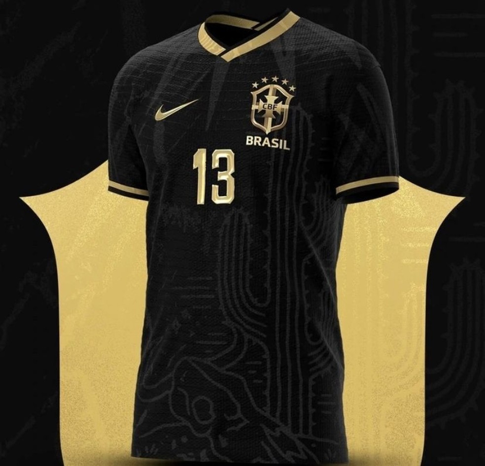 Black Friday - Camisa Brasil Nike uniforme 3 > preta/amarela - Ref