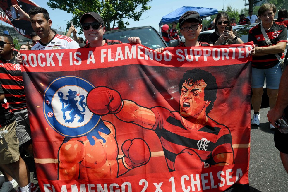 Torcida do Flamengo faz festa antes de jogo com Chelsea na Filadélfia — Foto: David Ramos / GETTY IMAGES NORTH AMERICA / Getty Images via AFP