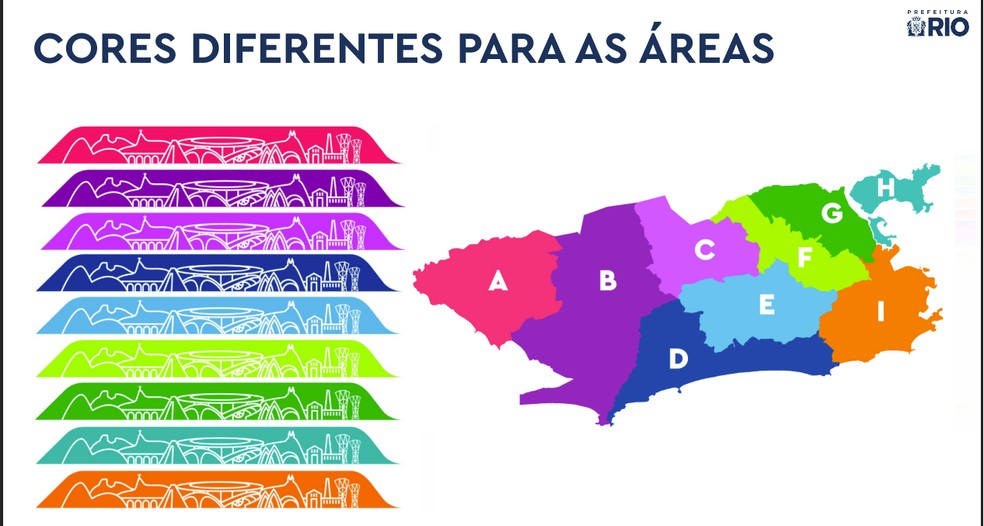 Cores a serem usadas na nova frota de ônibus que vai circular no Rio após licitações de 34 lotes — Foto: Reprodução / Prefeitura do Rio