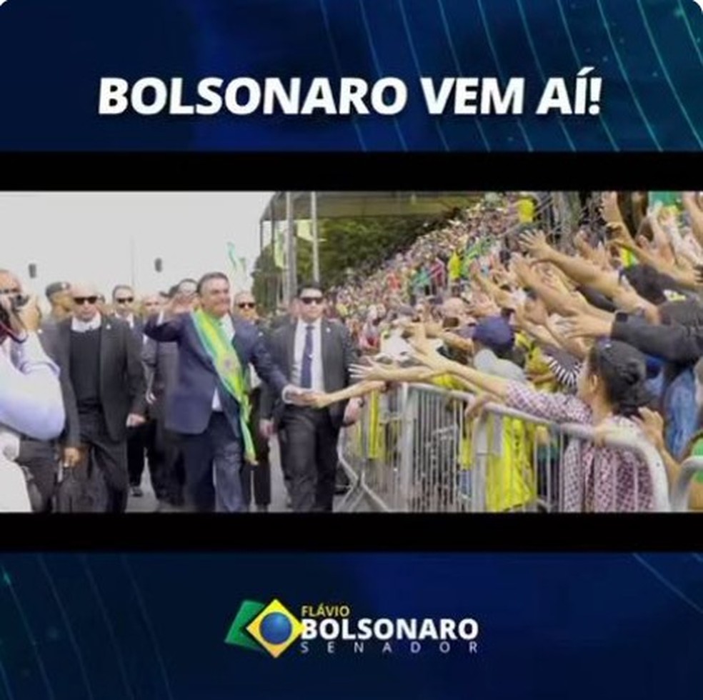 Flavio Bolsonaro publica sobre volta de Bolsonaro e depois apaga postagem — Foto: Reprodução