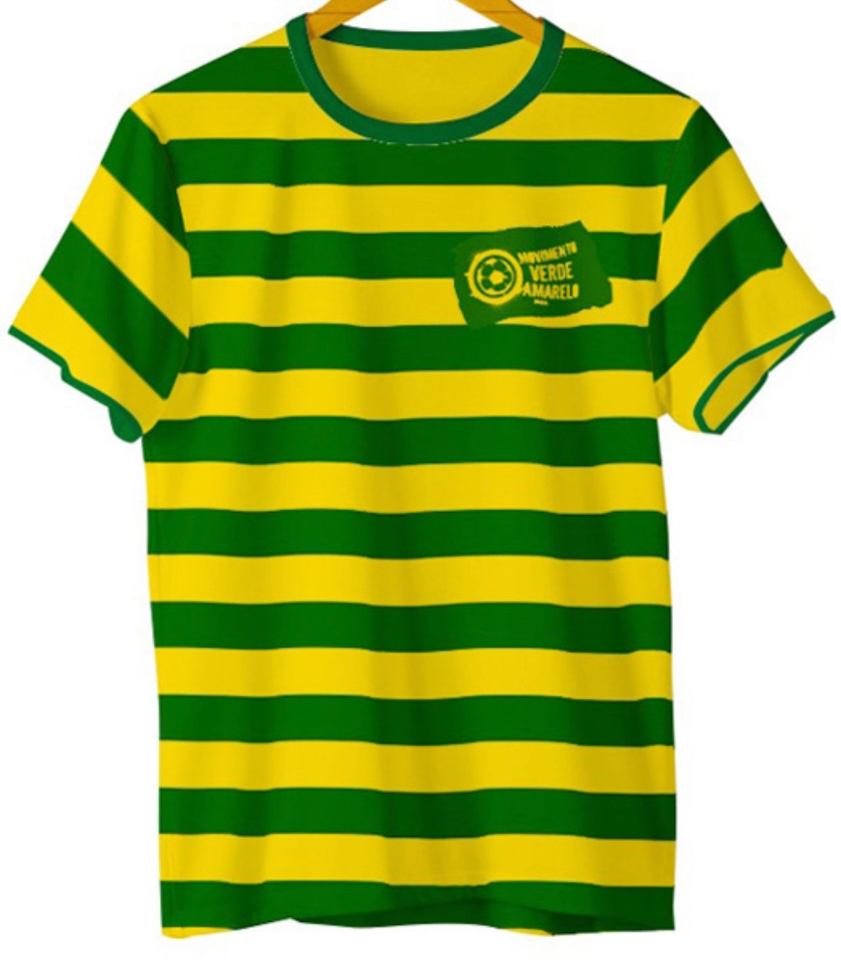 Camiseta exclusiva do apolítico Movimento Verde e Amarelo, de torcedores  que foram ao Catar, são colocadas à venda