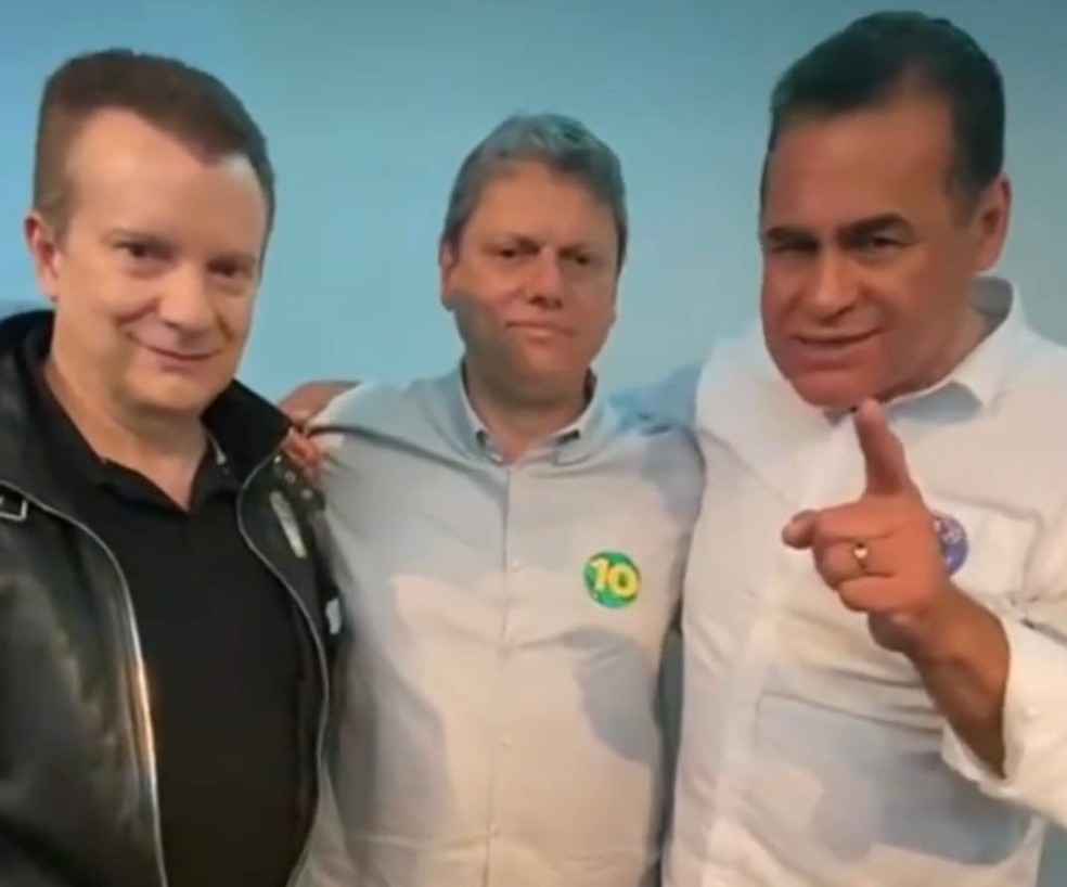 Russomanno, Tarcísio e Jorge Wilson durante a campanha eleitoral de 2022 — Foto: Instagram/Reprodução
