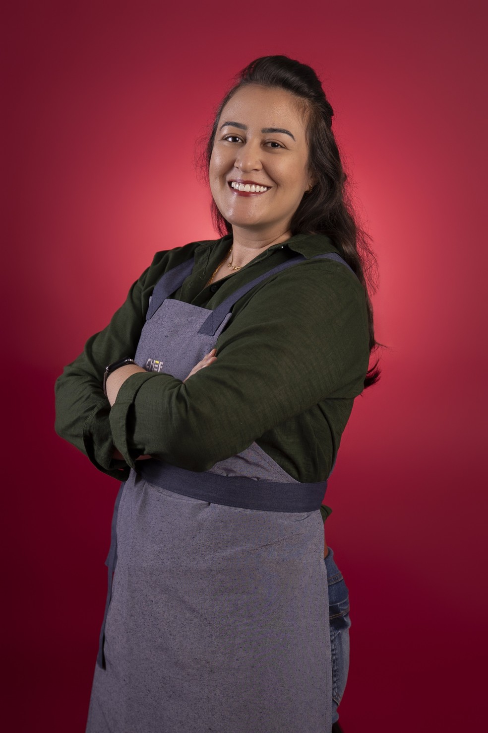 Marina Fucano, participante do reality show 'Chef de alto nível', no grupo 'cozinheiros da internet — Foto: Divulgação/TV Globo/Beto Roma