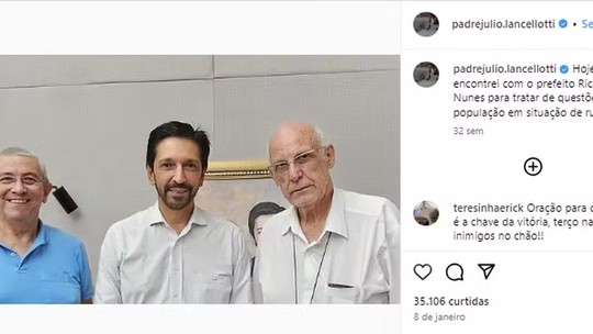 É #FAKE que Ricardo Nunes tenha recebido benção de Padre Júlio para reeleição