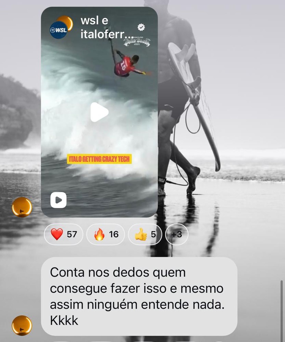 Italo Ferreira posta indireta aos ju&iacute;zes da WSL ap&oacute;s derrota para Gabriel Medina &mdash; Foto: Reprodu&ccedil;&atilde;o