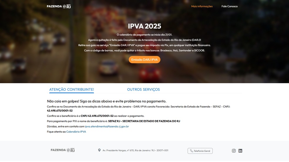 IPVA 2025 RJ veja tabela com datas de vencimento por placa