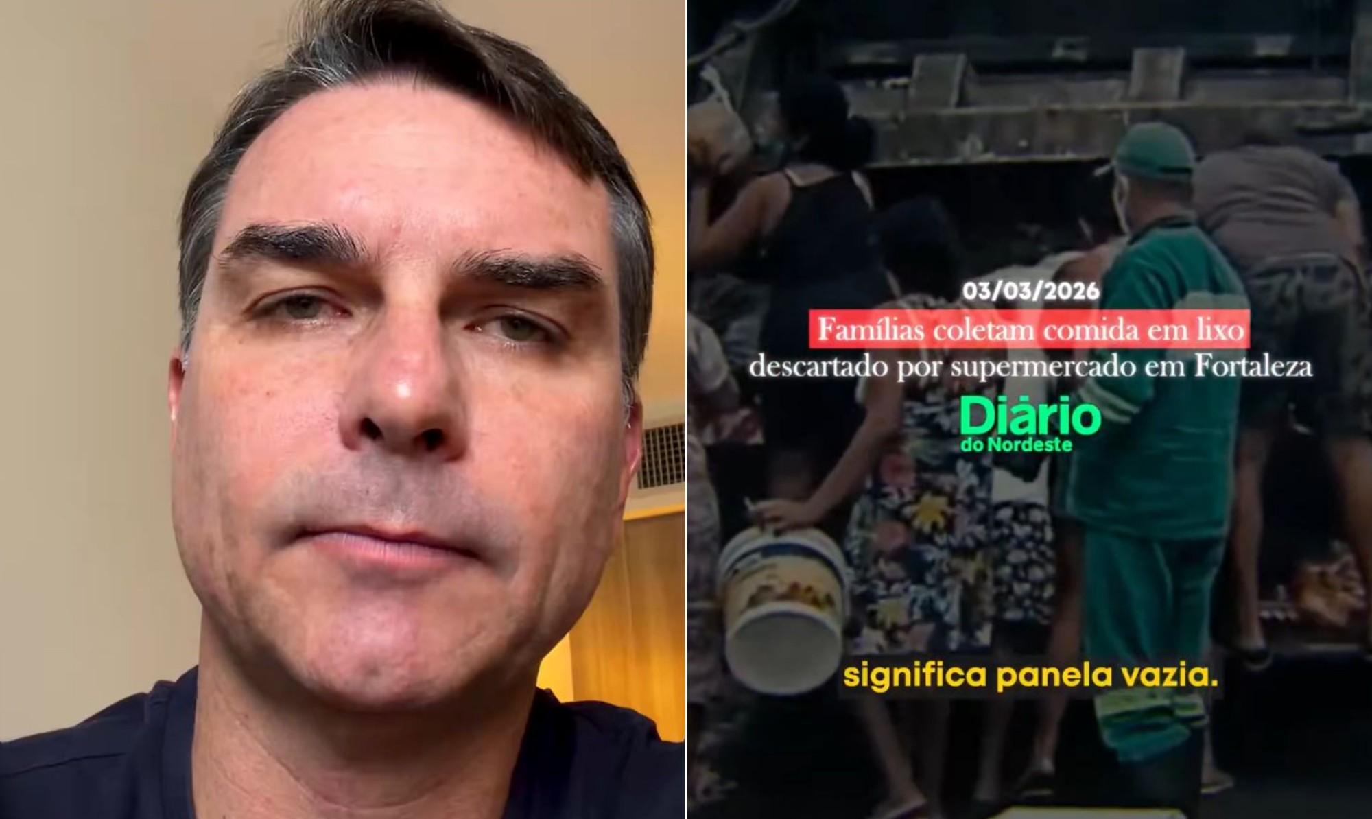 Flávio Bolsonaro critica Lula com vídeo sobre fome filmado durante o governo do pai