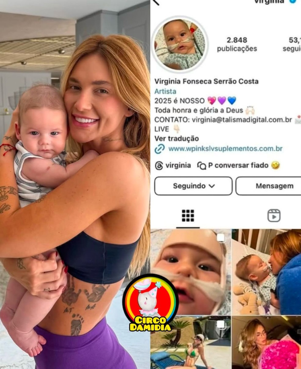 Virginia coloca foto do filho, José Leonardo, internado e com aparelhos, na imagem de perfil — Foto: Reprodução/Instagram