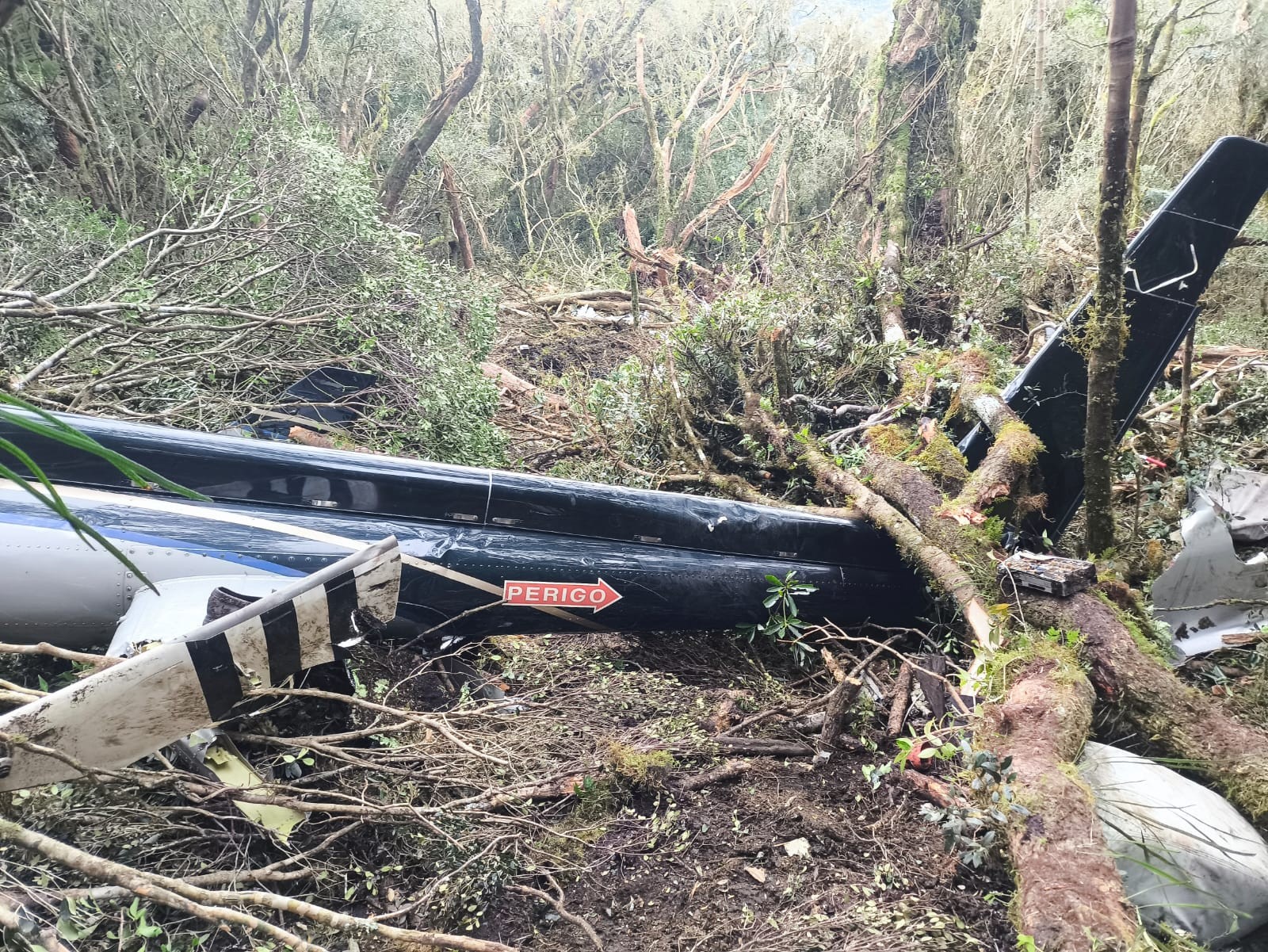 Cantor Rick: com fuselagem destruída e peças espalhadas, imagens revelam gravidade de acidente com helicóptero - Foto