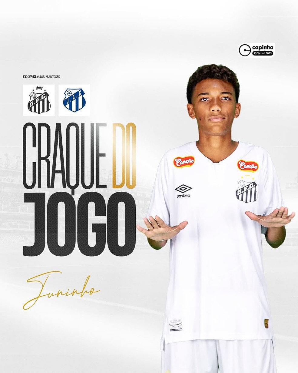 Juninho foi eleito o craque da partida — Foto: Divulgação/Santos